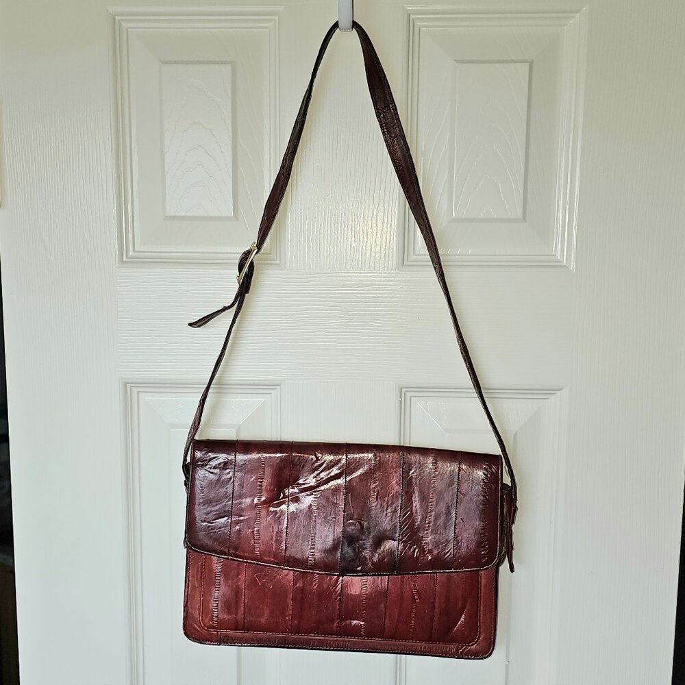 Burgundy eel skin purse